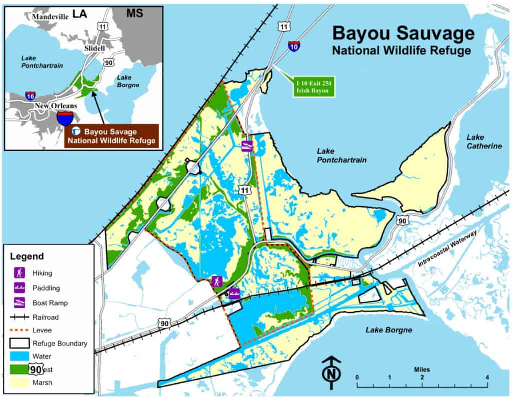 Bayou Sauvage Urban Wildlife Refuge Map Louisiana