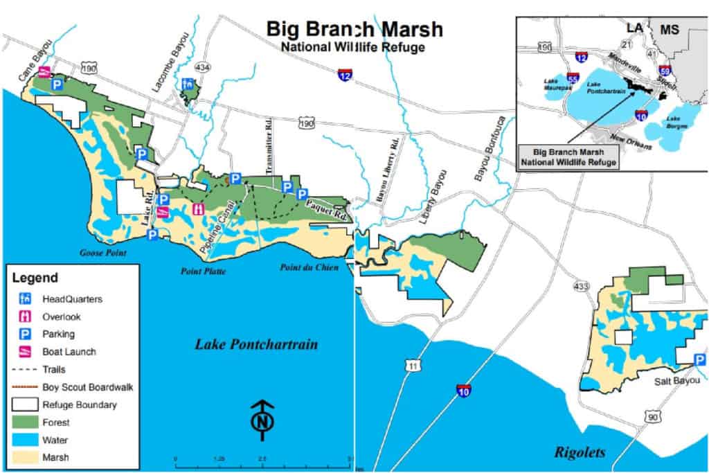 Big Branch Marsh National Wildlife Refuge Map