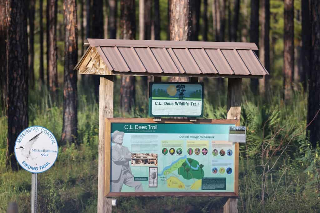 C.L.Dees Wildlife Trail kiosk at Mississippi Sandhill Crane NWR