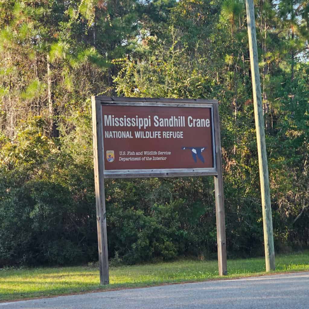 Mississippi Sandhill Crane NWR entrance sign