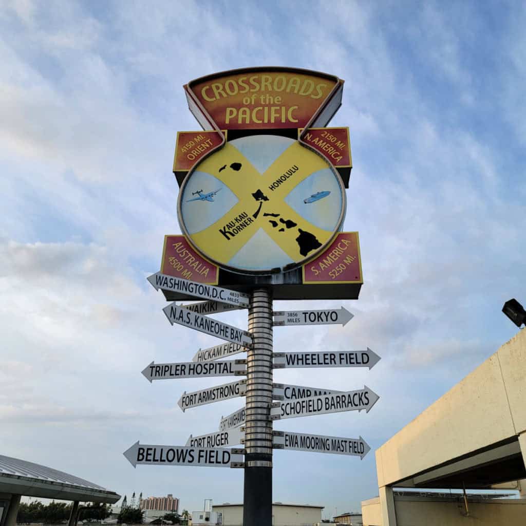 Crossroads of the Pacific Sign at Pearl Harbor National Memorial