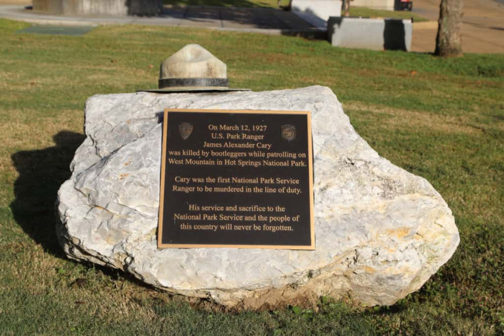 Park Ranger James Alexander Cary memorial at Hot Springs National Park