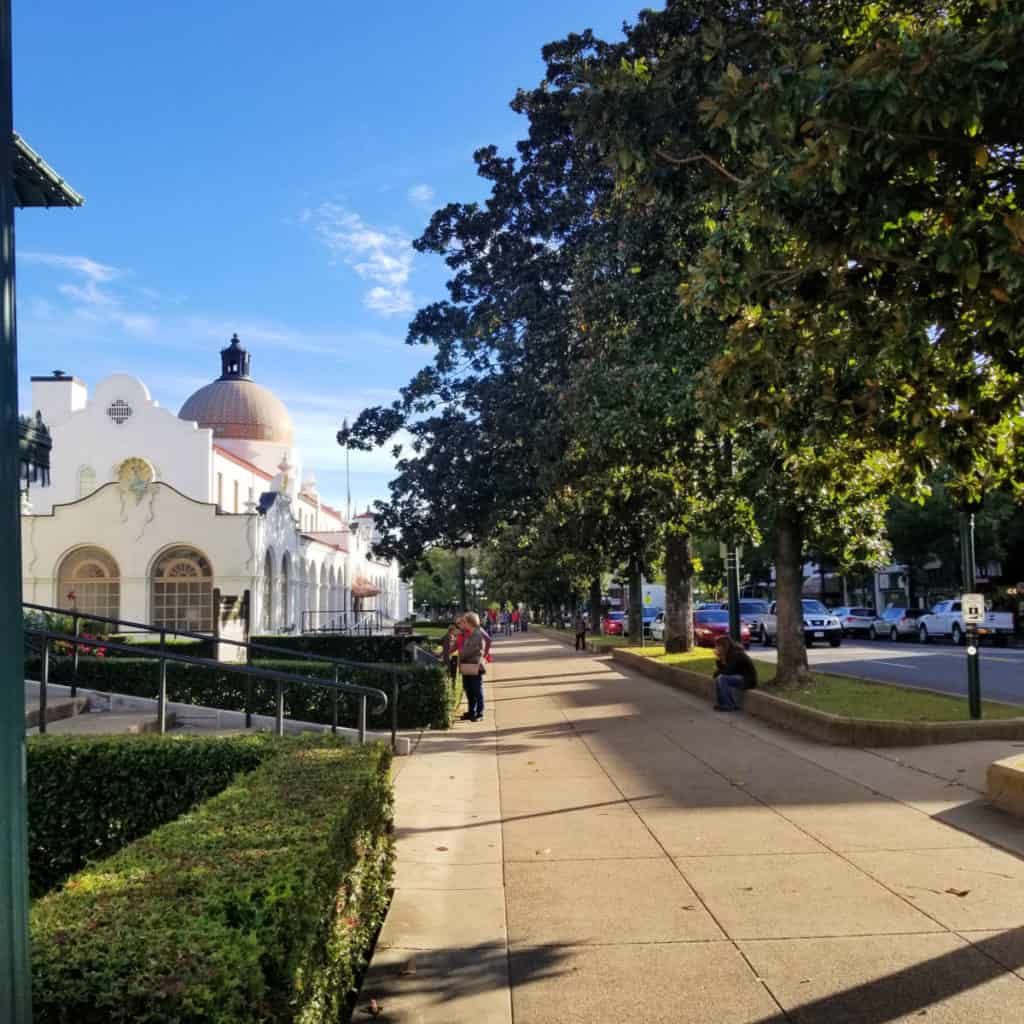 Walking down Bathhouse Row at Hot Springs National Park