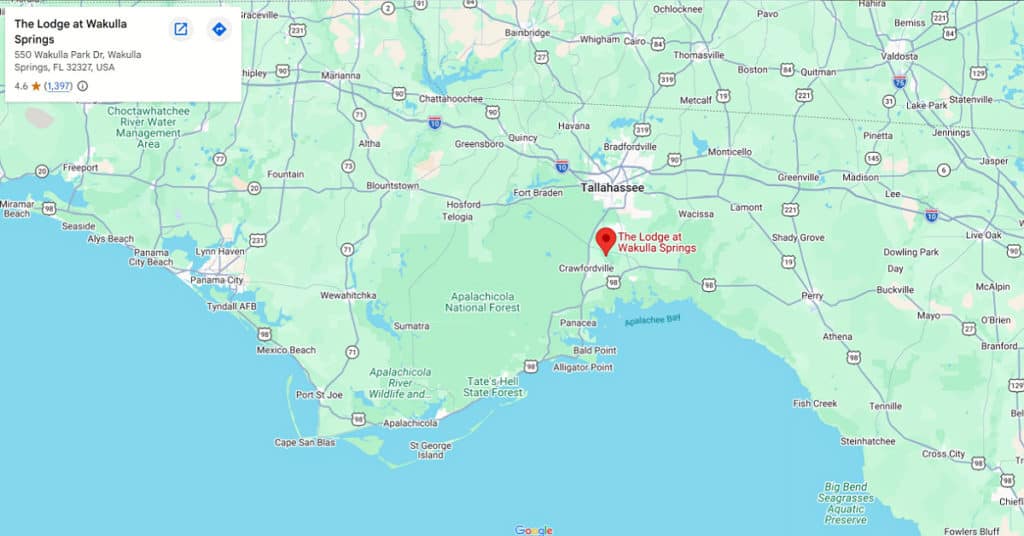 Map location of Wakulla Springs Lodge
