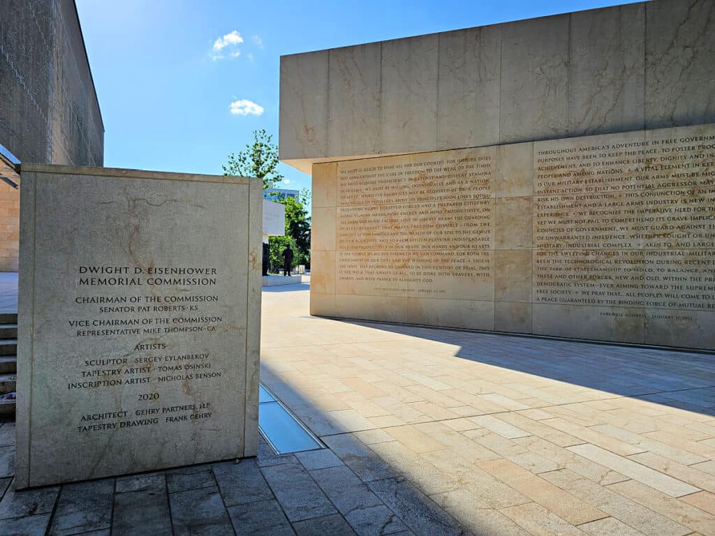 Inscriptions at Dwight D Eisenhower Memorial