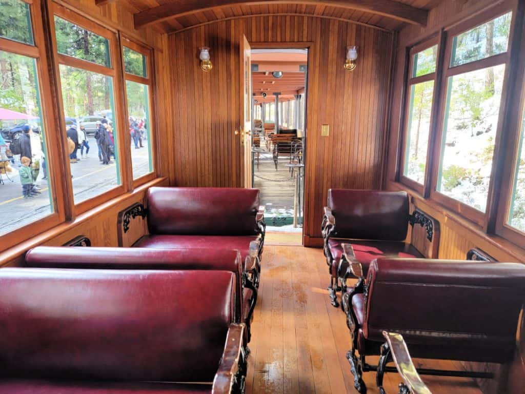Inside the Caboose at Yosemite Mountain Sugar Pine Railroad
