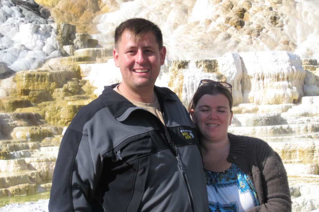 John and Tammilee in Mammmoth Hot Springs Yellowstone National Park