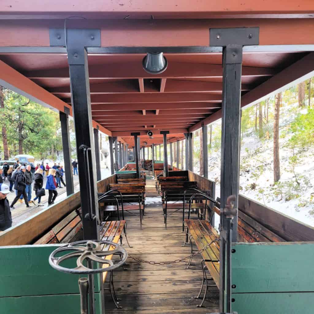 train car on the Yosemite Mountain SugarPine Railroad
